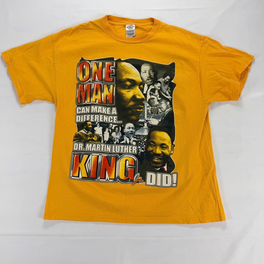 MLK One Man Can Make A Difference‎ Graphic T Shirt Yellow Mens Large Delta